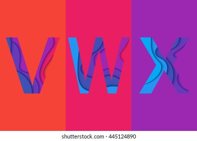 Letters V, W, X design template. Material design characters vector illustration.