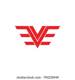 letters v with wings clear geometric style logo
