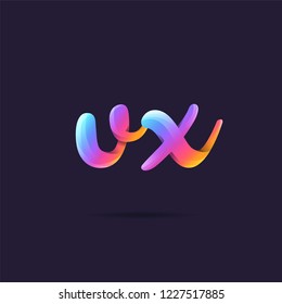 Letters V X, V & X 3D logo, multi colour gradient letters icon vector template.