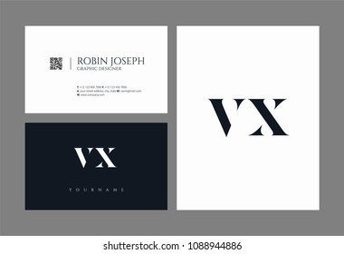 Letters V & X joint logo icon with business card vector template.