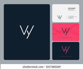 Letters V Y, V & Y joint logo icon with business card vector template.
