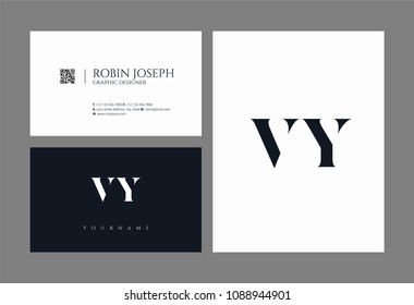 Letters V & Y joint logo icon with business card vector template.