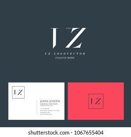 Letters V Z, V & Z joint logo icon with business card vector template.
