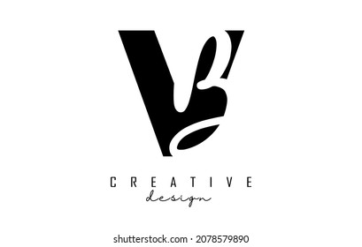 Letters VB logo with a minimalist design. Letters V and B with geometric and handwritten typography. Creative Vector Illustration with letters.
