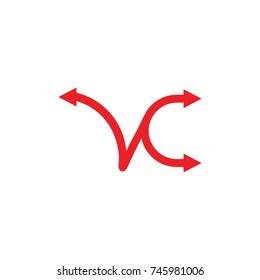 letters vc lines with arrows logo vector