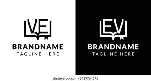Letters VE and EV Book Logo, suitable for business related to book with VE or EV initials