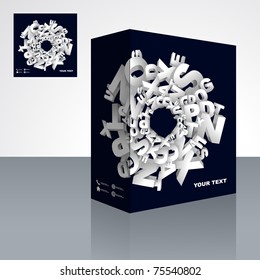 Letters. Vector packaging box. Abstract illustration.