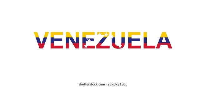 Briefe Venezuela im Stil der Landesflagge. Venezuela Wort im Stil der Nationalflagge. Vektorgrafik.