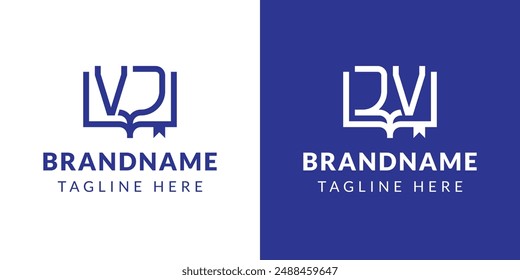 Letters VJ and JV Book Logo, suitable for business related to book with VJ or JV initials