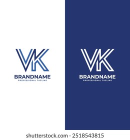 Logotipo del monograma de la línea de las letras VK, conveniente para el negocio con las iniciales de KV o de VK