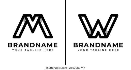 Letras VM o AW Monogram Logo, adecuado para cualquier negocio con iniciales VM AW o WA