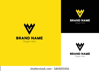 letters VM Triangle Arrow Logo Vector