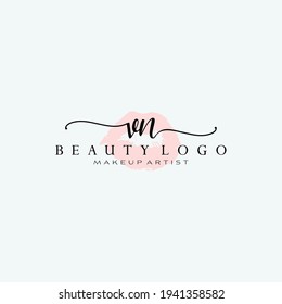 Letters VN, Watercolor Lips, Premade Logo Design, Logo for Makeup Artist Business Branding, Blush Beauty Boutique Logo Design, Calligraphy Logo