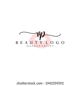 Letters VP, Watercolor Lips, Premade Logo Design, Logo for Makeup Artist Business Branding, Blush Beauty Boutique Logo Design, Calligraphy Logo