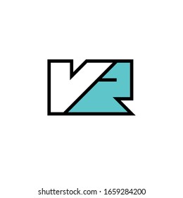 Buchstaben VR minimales Logo Virtual Reality Square Symbol Abstrakte Schriftart Design Grafisches Flachelement Dekoratives Konzept Einfaches Markensymbol Modernes technisches Konzept Saubere Vorlage Futuristisches Konzept
