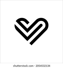Letters VS heart symbol design elements VS letter template design icon design elements