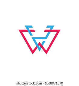 letters vw linked lines design logo