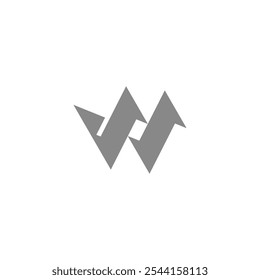 letters vw sharp shape simple geometric logo vector 