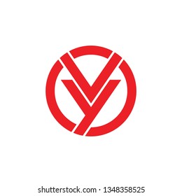 letters vy circle geometric logo vector