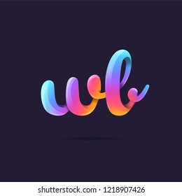 Letters W B 3D logo, multi colour gradient letters icon vector template.
