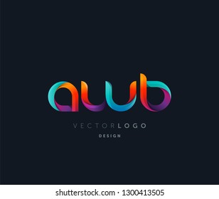 Letters A W B 3D logo, multi colour gradient letters icon vector template.