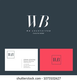 Letters W B, W & B joint logo icon with business card vector template.
