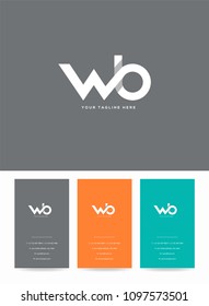 Letters W B joint logo, emblem or icon with business card vector template.

