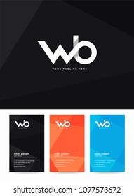 Letters W B joint logo, emblem or icon with business card vector template.
