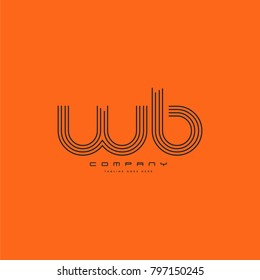 Letters W B joint logo icon. Stroke letter vector element.
