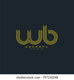 Letters W B joint logo icon. Stroke letter vector element.
