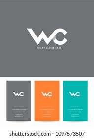 Letters W C joint logo, emblem or icon with business card vector template.
