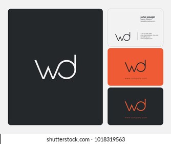 Letters W D, W & D joint logo icon with business card vector template.