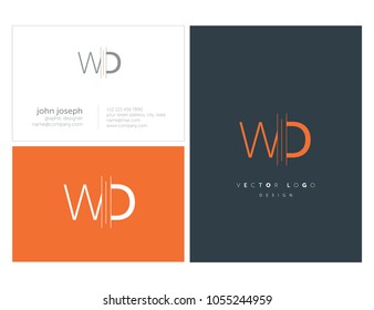 Letters W & D joint logo icon with business card vector template.