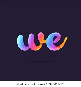 Letters W E 3D logo, multi colour gradient letters icon vector template.
