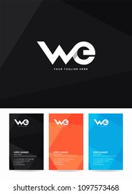 Letters W E joint logo, emblem or icon with business card vector template.
