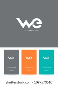 Letters W E joint logo, emblem or icon with business card vector template.
