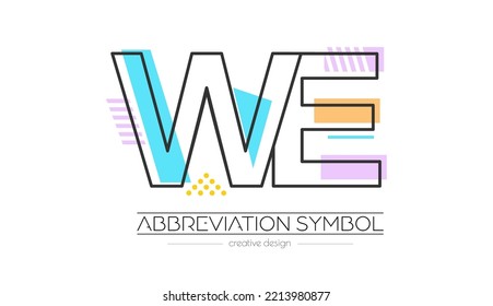 Letters W and E. Merging of two letters. Initials logo or abbreviation symbol. Vector illustration for creative design and creative ideas. Flat style.
