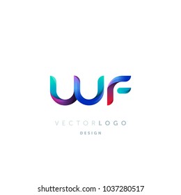 Letters W F, W & F logo, multi colour letters icon vector template.