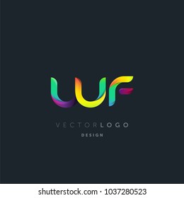 Letters W F, W & F logo, multi colour letters icon vector template.