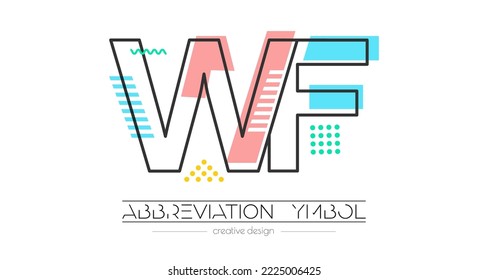 Letters W and F. Merging of two letters. Initials logo or abbreviation symbol. Vector illustration for creative design and creative ideas. Flat style.