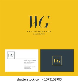 Letters W G, W & G joint logo icon with business card vector template.

