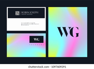 Letters W G, W & G joint logo icon with business card vector template.
