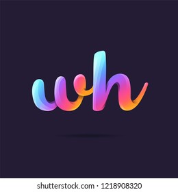 Letters W H 3D logo, multi colour gradient letters icon vector template.
