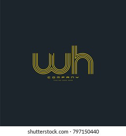 Letters W H joint logo icon. Stroke letter vector element.
