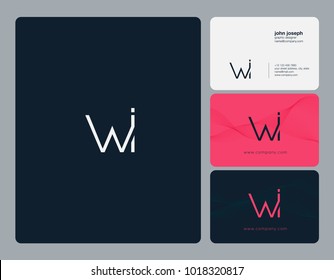 Letters W I, W & I joint logo icon with business card vector template.