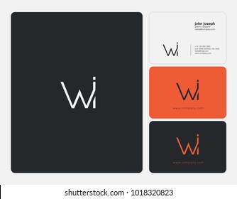Letters W I, W & I joint logo icon with business card vector template.