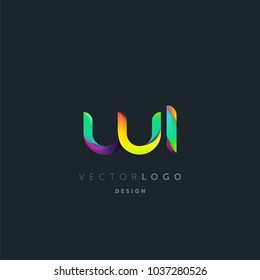 Letters W I, W & I logo, multi colour letters icon vector template.