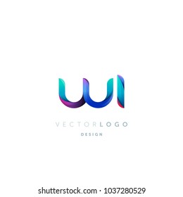 Letters W I, W & I logo, multi colour letters icon vector template.
