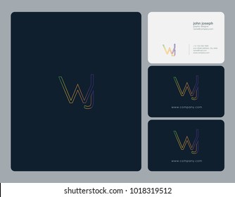 Letters W J, W & J joint logo icon with business card vector template.