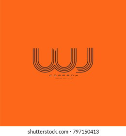 Letters W J joint logo icon. Stroke letter vector element.
